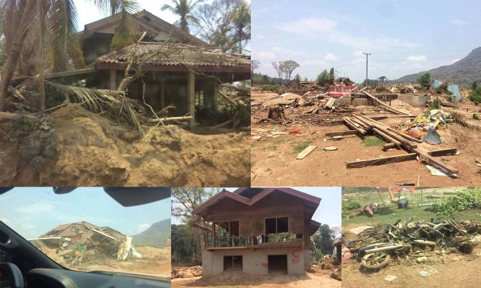 ເຜີຍພາບບ້ານເຮືອນທີ່ຖືກຜົນກະທົບຈາກເຫດການເຂື່ອນແຕກຢູ່ສະໜາມໄຊ ຫຼັງຜ່ານມາ 9 ເດືອນ