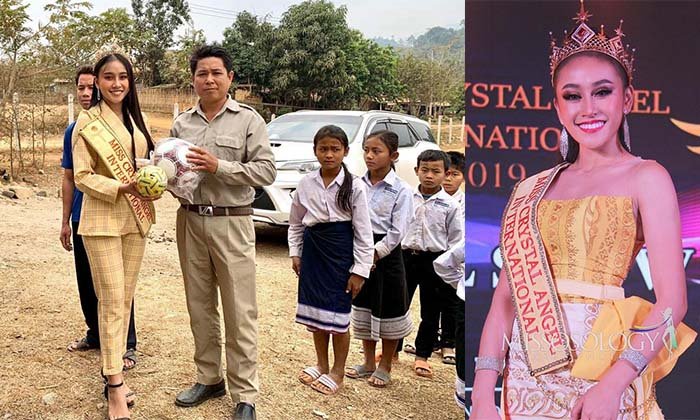 "ລັດດາພອນ" Miss Crystal Angel International 2019 ມອບເຄື່ອງຊ່ວຍເຫຼືອໂຮງຮຽນ ໂອກາດໄປຢ້ຽມບ້ານແມ່