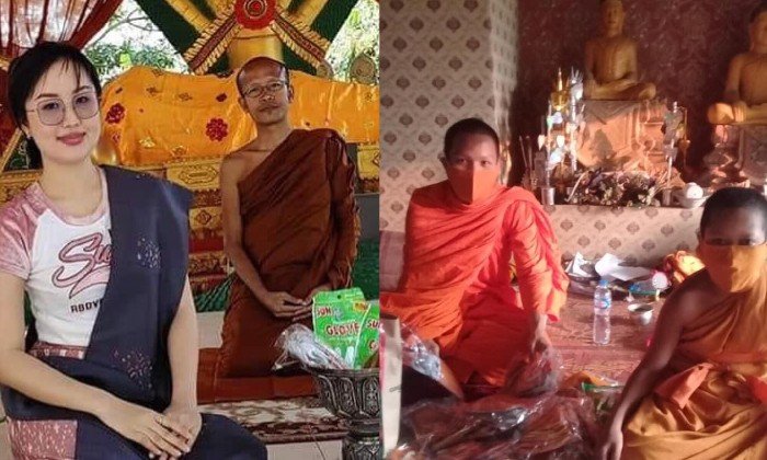 “ຢຸ້ຍ - ສັນທະນີ” ໃຈບຸນ ຖວາຍທານຜ້າປິດປາກ ໃຫ້ພະສົງສາມະເນນ 149 ອົງ ທີ່ວັດສີບຸນເຮືອງ