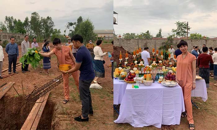 ໄຮໂຊ "ເມເມ ສະຫວັນ" ຕັ້ງເສົາເອກເຮືອນຫຼັງໃໝ່ ຮັບໂຊກເຮືອນຄໍ້າເຮືອນຄູນ