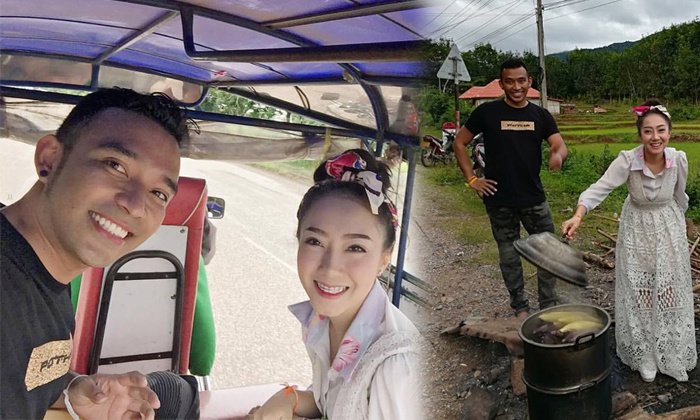 ພາບໜ້າຮັກໆ ນູນີ່-ອັອຟ ຄວງຄູ່ກັນທ່ຽວວັງວຽງ