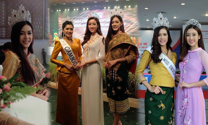 ການປະຊັນຄວາມງາມຂອງ Miss Uiniverse ລາວ-ຫວຽດນາມ-ກໍາປູເຈຍ ໃນງານ International Travel Expo ທີ່ຫວຽດນາມ