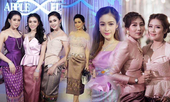 ສ່ອງແຟຊັ່ນຊຸດໄໝງາມໆ ຈາກບັນດາຄົນດັງທີ່ມາຮ່ວມງານແຕ່ງ ແອັບເປິ້ນ-ຟຸກ