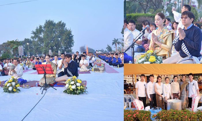 ລວມຮູບພາບບັນຍາກາດ ປະຊາຊົນລາວ-ໄທ ເຂົ້າຮ່ວມງານຕັກບາດແດ່ພະສົງ 1,000 ອົງ ທີ່ ພະທາດຫລວງວຽງຈັນ