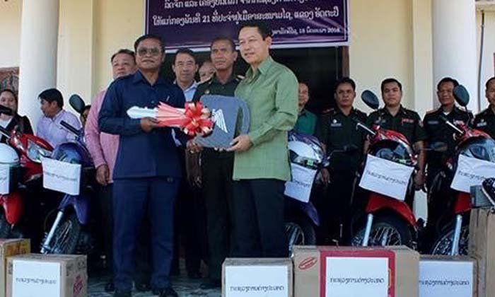 ກອງພັນ 21 ແຂວງອັດຕະປື ໄດ້ຮັບລົດຈັກ 6 ຄັນ ພ້ອມເຄື່ອງອຸປະໂພກຕ່າງໆ ມູນຄ່າ 80.000.000 ກວ່າກີບ