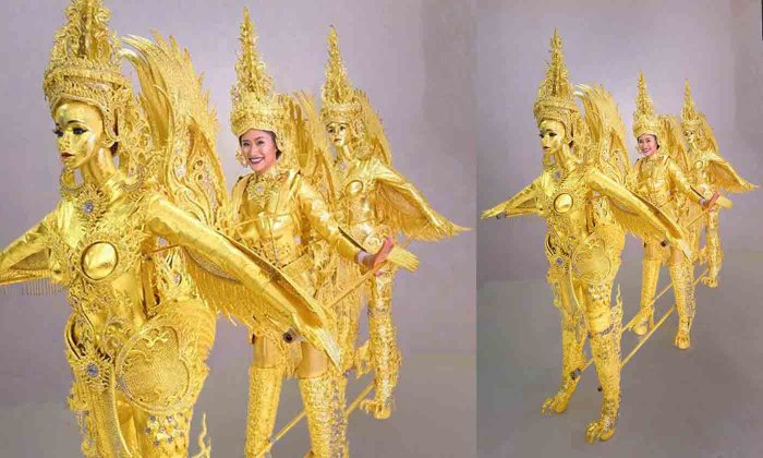 ເຜີຍໂສມຊຸດປະຈຳຊາດ "ທານນໍ້າໃຈສູ່ປະເທດລາວ" ນໍ້າໜັກ 40 ກິໂລ ຂອງ Miss Universe Laos 2018
