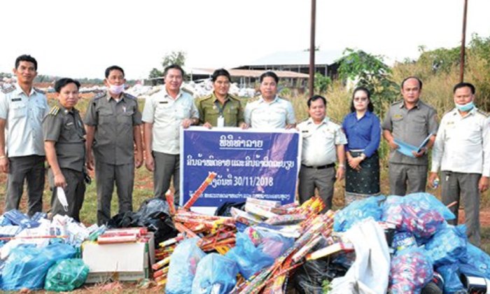 ທຳລາຍໝາກກະໂພກ ແລະ ຢາສູບທີ່ບໍ່ຕິດຄຳເຕືອນ