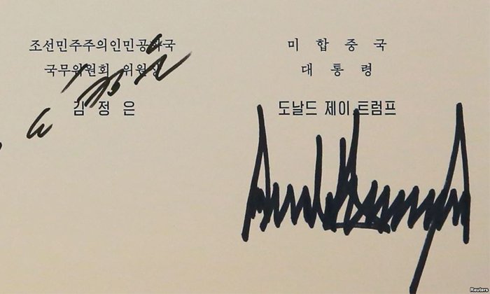ลายเซ็นของ “คิม” และ “ทรัมป์” สื่อความหมายอะไรบ้าง?
