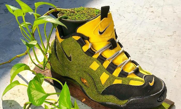 แบบนี้ก็ได้เหรอ! ศิลปินญี่ปุ่นแปลงโฉมรองเท้า Nike เป็นกระถางต้นไม้