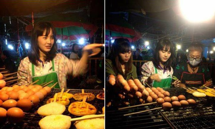แม่ค้าข้าวจี่ อุดร น่ารักอย่างกับดาราเกาหลี