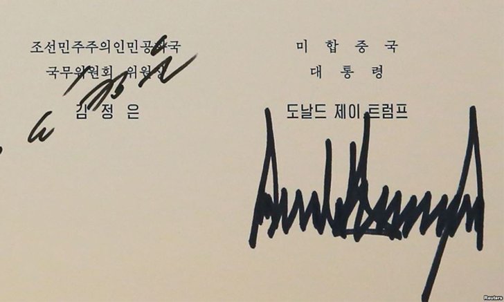 ลายเซ็นของ “คิม” และ “ทรัมป์” สื่อความหมายอะไรบ้าง?