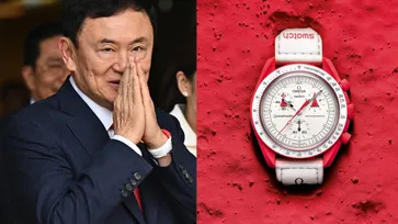 ทักษิณ ชินวัตร เปลี่ยนนาฬิกาบนเครื่อง สวม Swatch X OMEGA  แลนดิ้งเมืองไทย