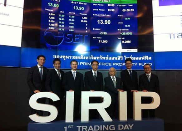 SIRIP เข้า ตลท. วันแรก ราคาเพิ่ม 39%
