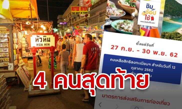 เหลือ 4 คนสุดท้าย สำหรับลงทะเบียนชิมช้อปใช้รอบเก็บตก ช้าอดหมดสิทธิ์