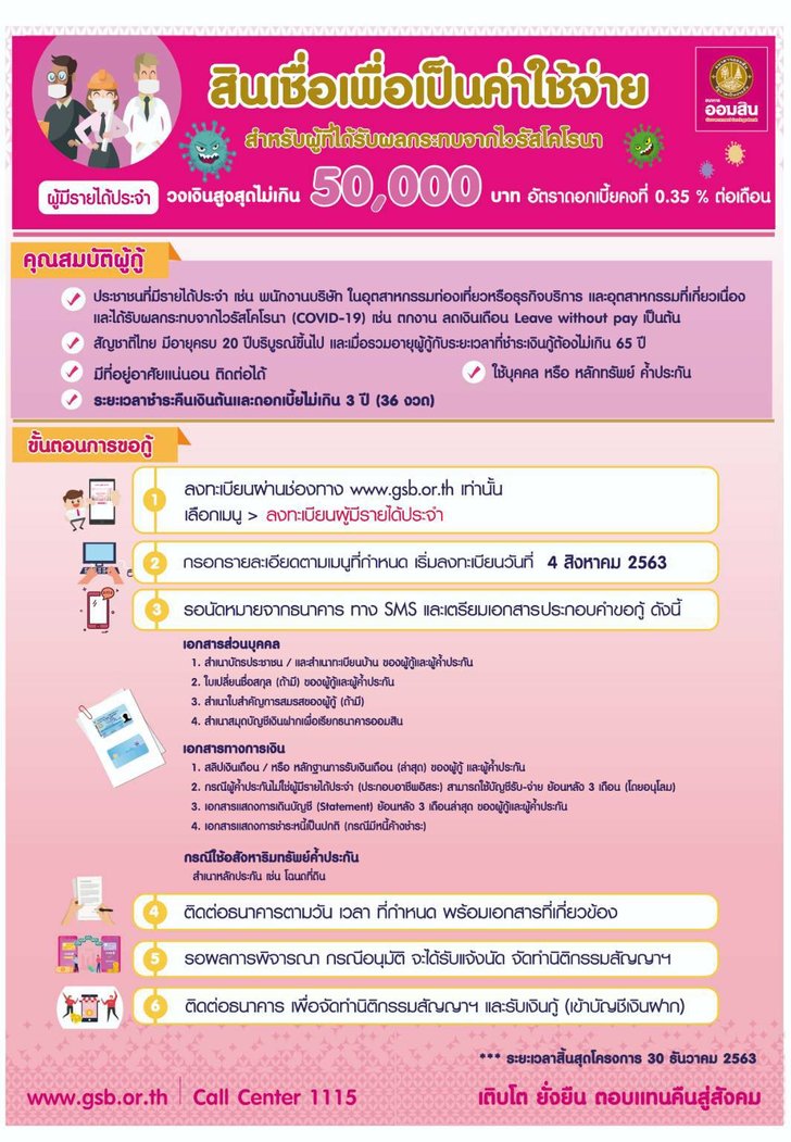 กู้เงินออมสินฉุกเฉินรายละ 50,000 บาท ช่วยผู้ได้รับผลกระทบ ...