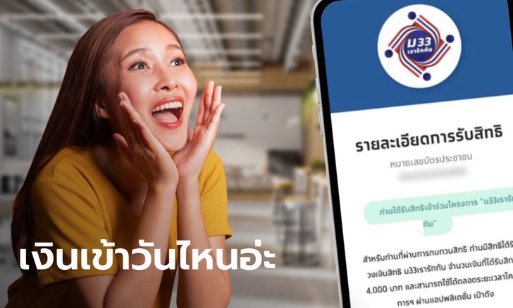 เช็กสิทธิ "ม33เรารักกัน" ผลทบทวนสิทธิได้ 4,000 บาท เงินเข้าวันที่เท่าไหร่?