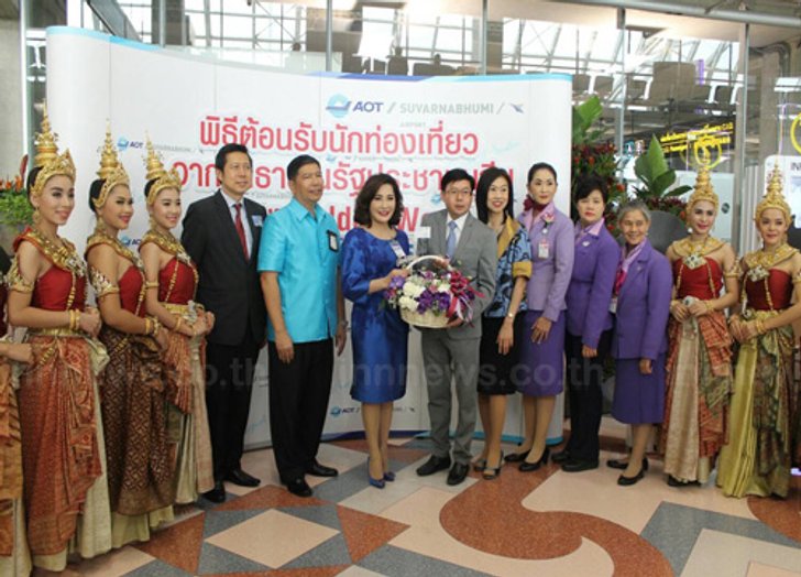 สุวรรณภูมิจัดพิธีต้อนรับนักท่องเที่ยวจีน