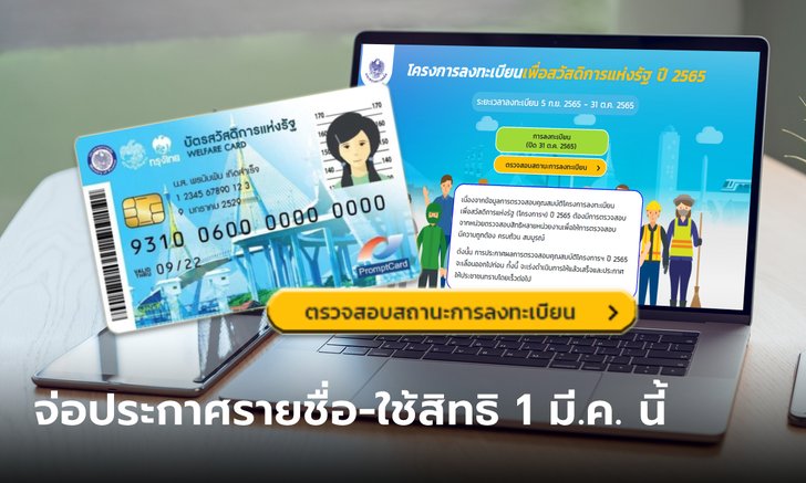 เช็กสิทธิบัตรสวัสดิการแห่งรัฐ คลังเร่งประกาศรายชื่อคนผ่าน-เริ่มใช้สิทธิ 1 มี.ค. 66