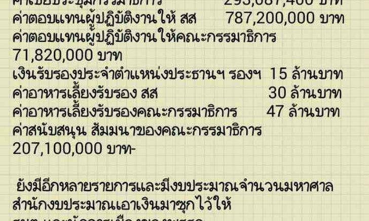 แฉ!งบฯหลังยุบสภาจ่ายส.ส.มหาศาล จี้เอาเงินจ่ายชาวนา