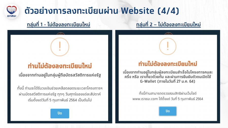 ขั้นตอนลงทะเบียนเราชนะ