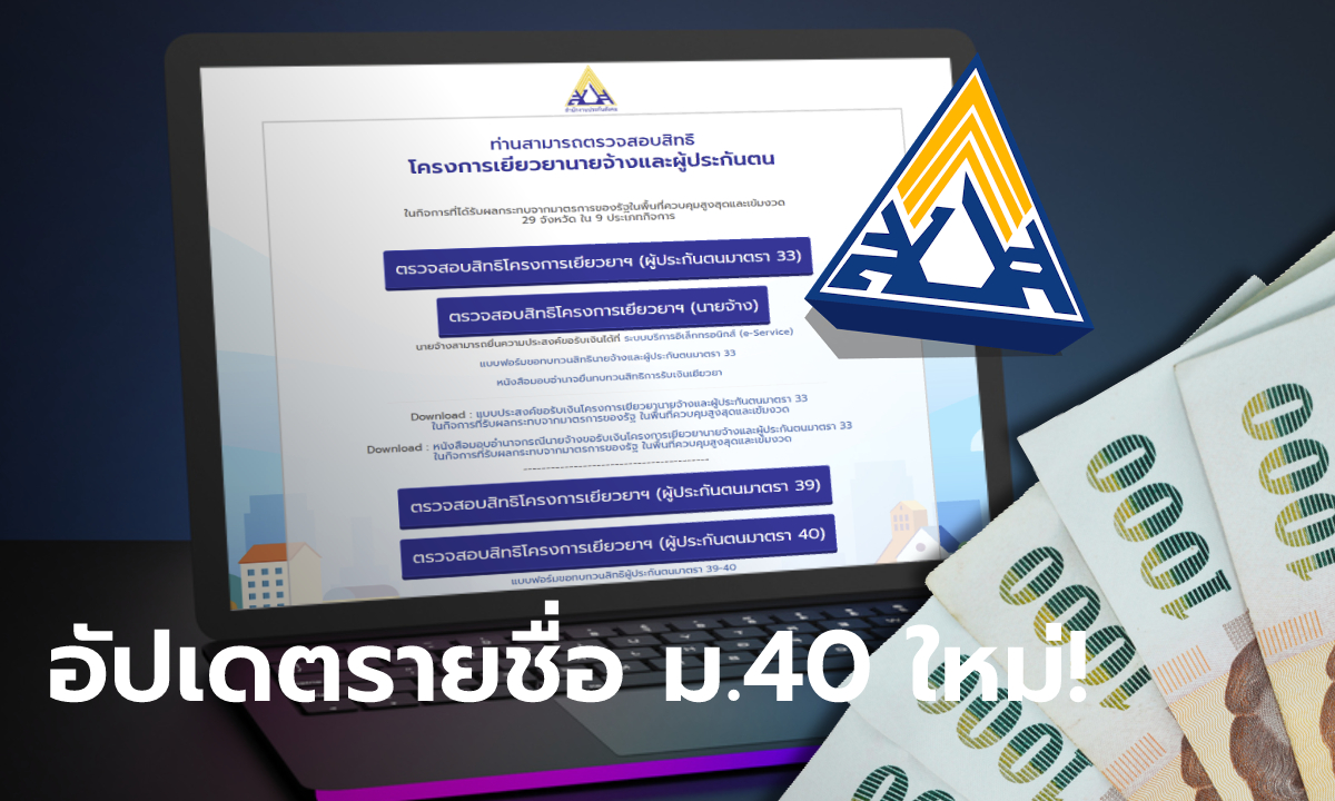 เช็คสิทธิประกันสังคม www.sso.go.th อัปเดต ม.40 ล่าสุด 22 ก.ย. 64 รู้ผลรับ 5,000 บาท