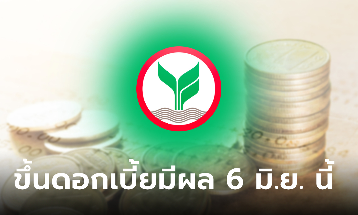 ธนาคารกสิกรไทย ปรับขึ้นดอกเบี้ยเงินฝากสูงสุด 0.25% เงินกู้ 0.20% มีผล