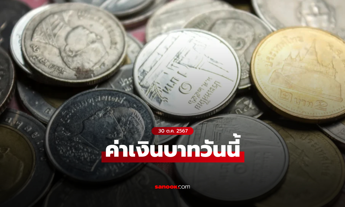 ค่าเงินบาทวันนี้ 30 ต.ค. 67 คาดเคลื่อนไหวในกรอบ 33.55-33.80 บาทต่อดอลลาร์