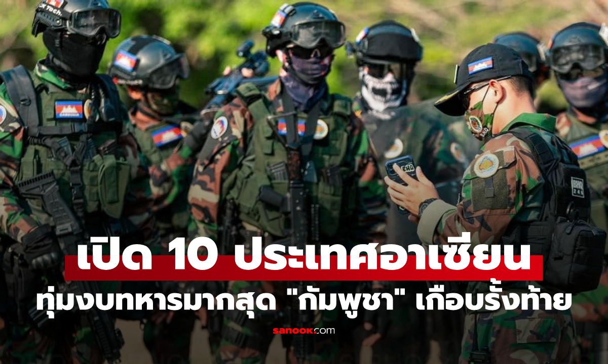 เปิด 10 ประเทศอาเซียน ใช้งบกลาโหมมากที่สุด "กัมพูชา" เกือบรั้งท้าย