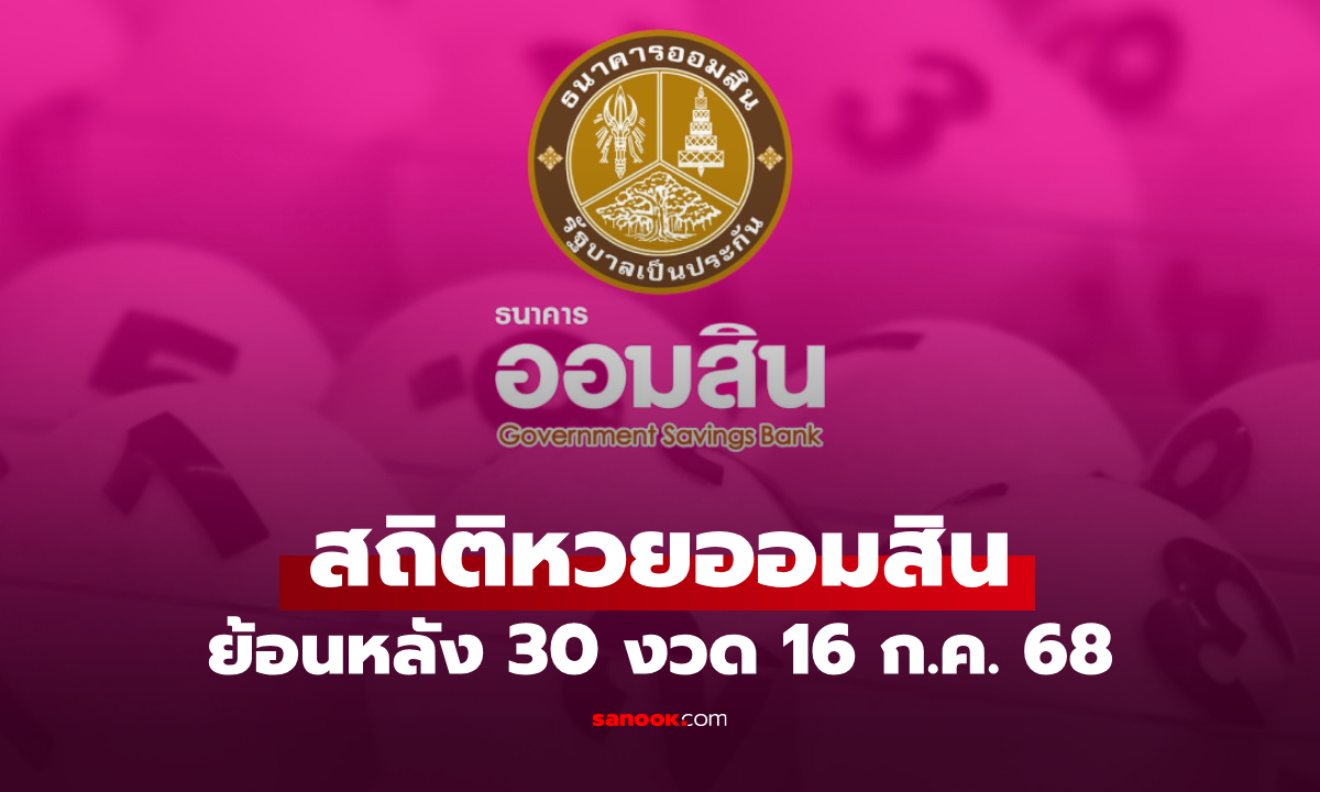 สถิติหวยออมสิน 16 กรกฎาคม 2568 ผลสลากออมสิน 16/7/68