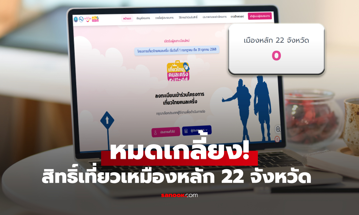 เที่ยวไทยคนละครึ่ง สิทธิ์เมืองหลัก 22 จังหวัด หมดเกลี้ยง!