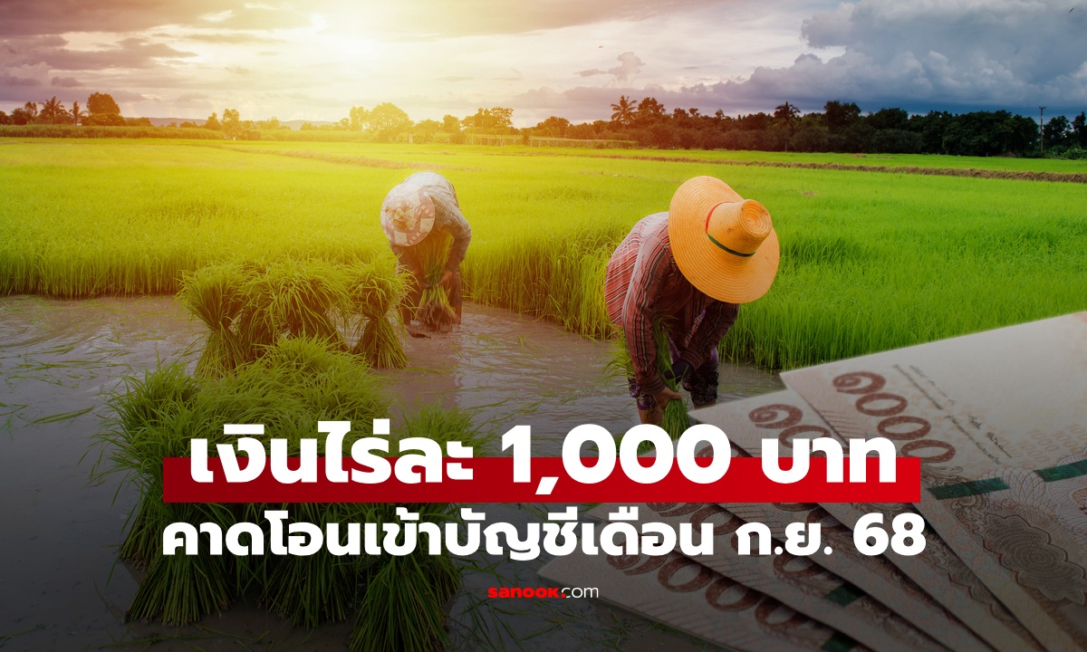 เงินช่วยเหลือชาวนา ไร่ละ 1,000 บาท สูงสุด 10 ไร่ คาดจ่ายเดือน ก.ย. 68