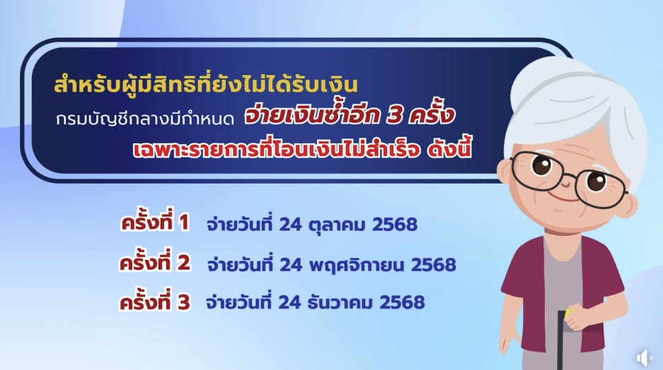 สาเหตุ เงินสงเคราะห์ผู้สูงอายุที่มีรายได้น้อย ยังไม่เข้าบัญชี