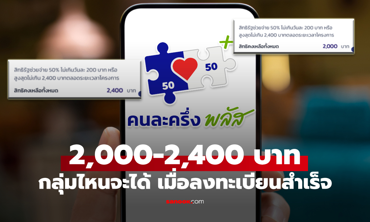 ตรวจสอบสิทธิ “คนละครึ่งพลัส” ใครได้เงินเท่าไหร่บ้าง