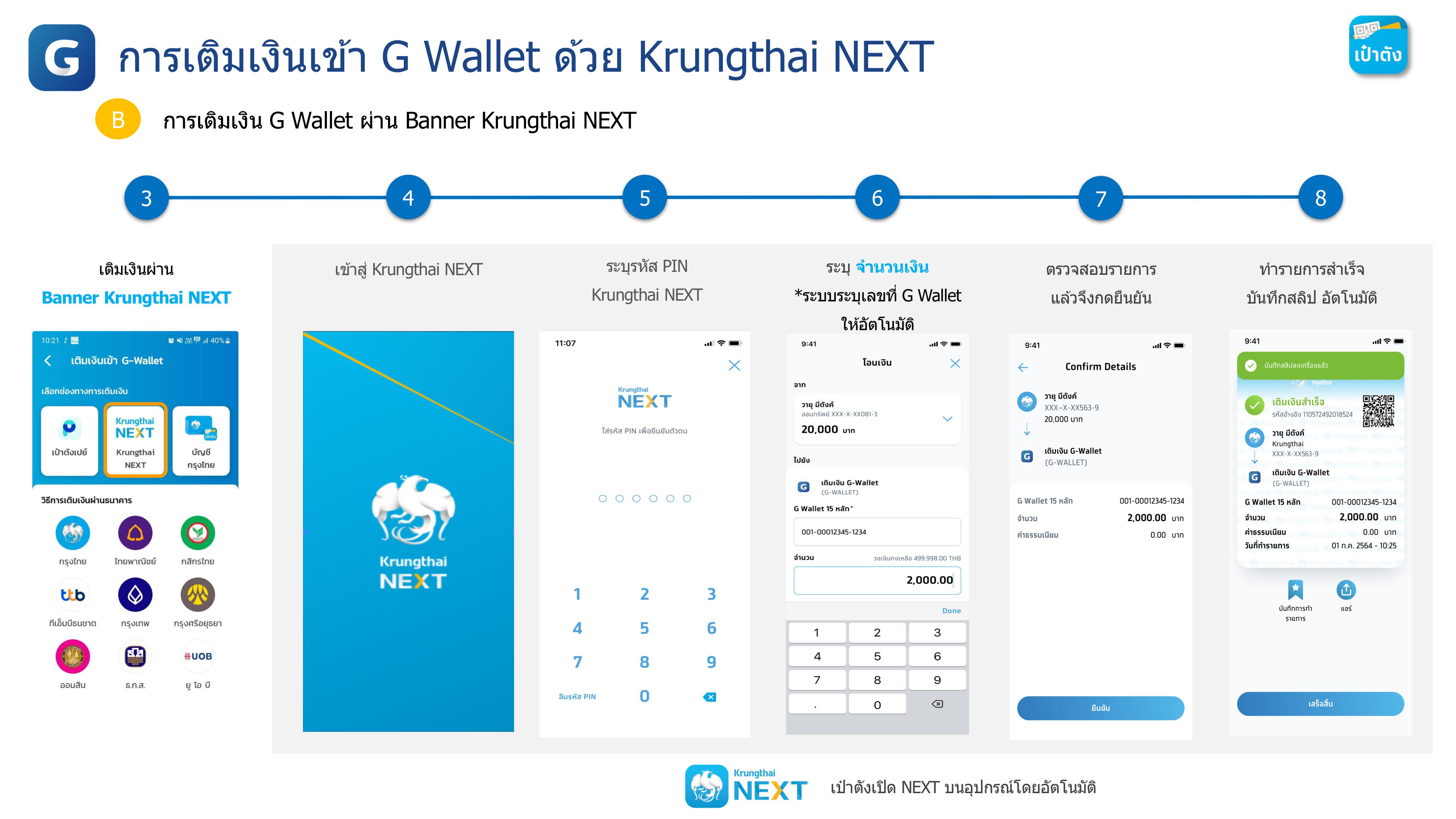 การเติมเงิน G Wallet ผ่าน Banner Krungthai NEXT การเติมเงิน G Wallet ผ่าน Banner Krungthai NEXT