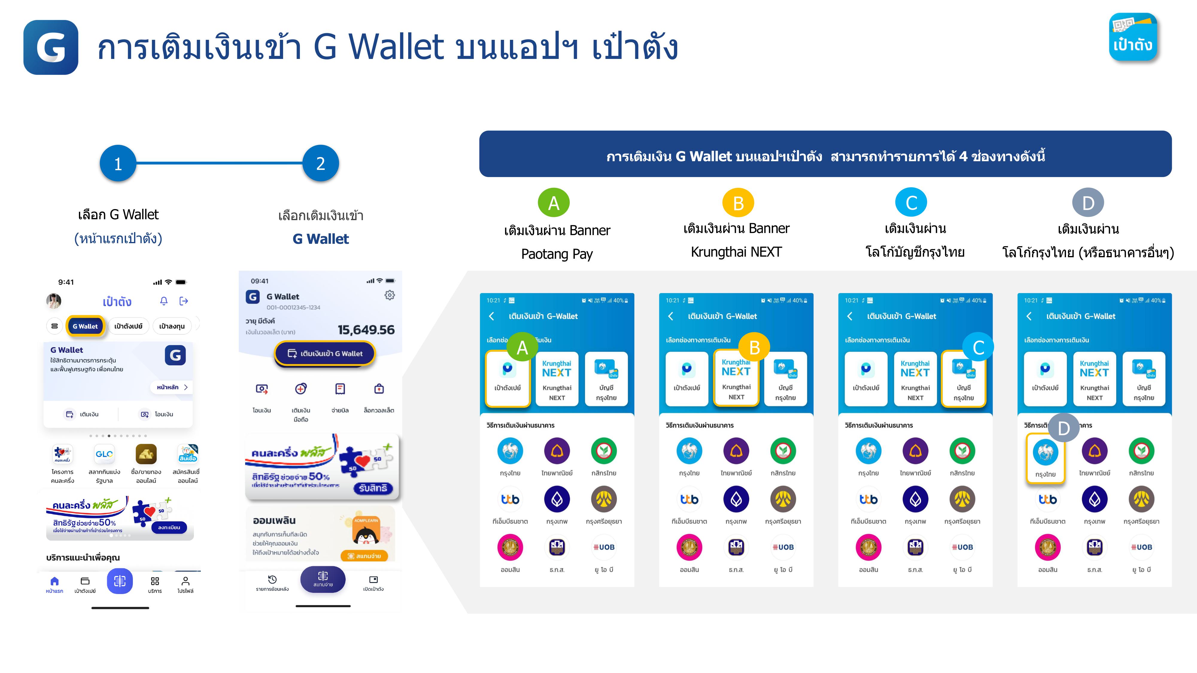 วิธีเติมเงินเข้า G Wallet บนแอปฯ เป๋าตัง วิธีเติมเงินเข้า G Wallet บนแอปฯ เป๋าตัง