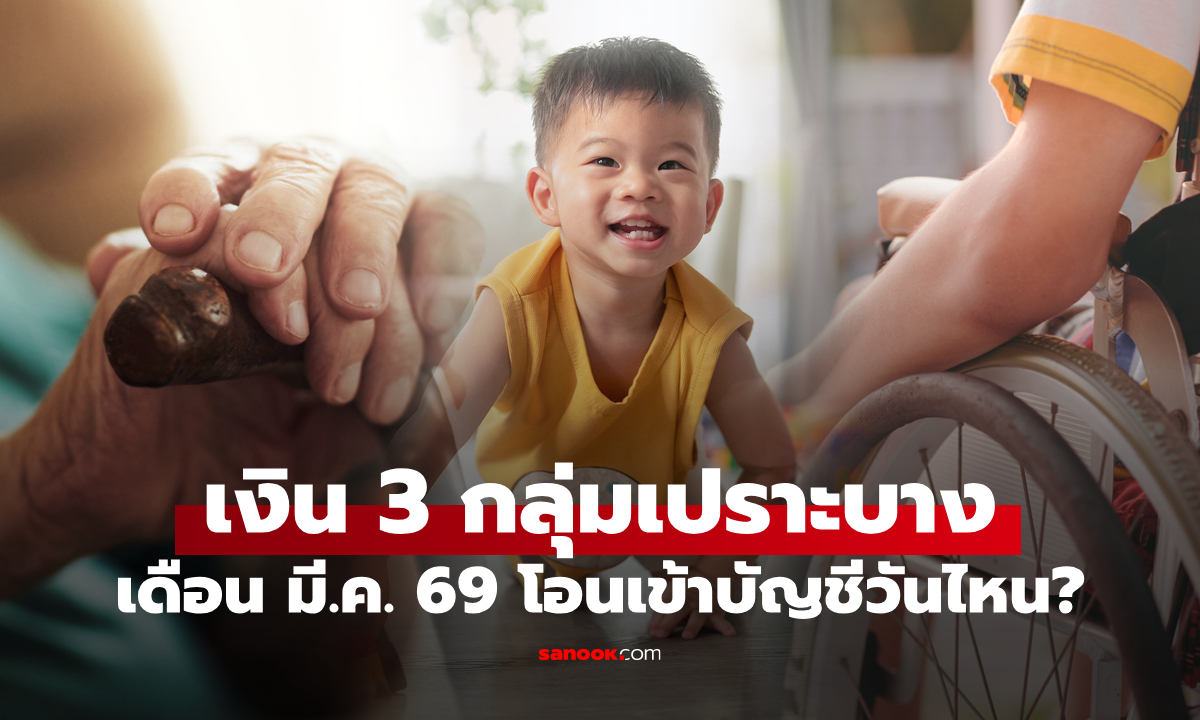 ภาพเงินกลุ่มเปราะบาง 3 กลุ่ม รับเงินเดือนมีนาคม 69 เช็กวันเงินเข้าบัญชีได้ที่นี่