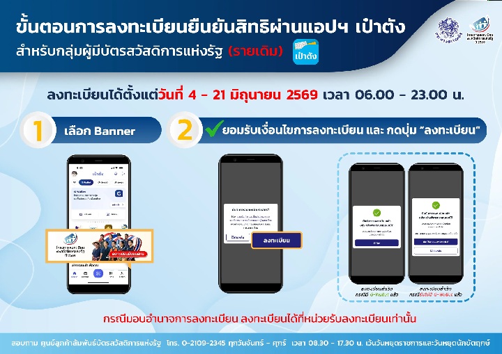 วิธีลงทะเบียนบัตรสวัสดิการแห่งรัฐ 2569 ผ่านแอปเป๋าตัง