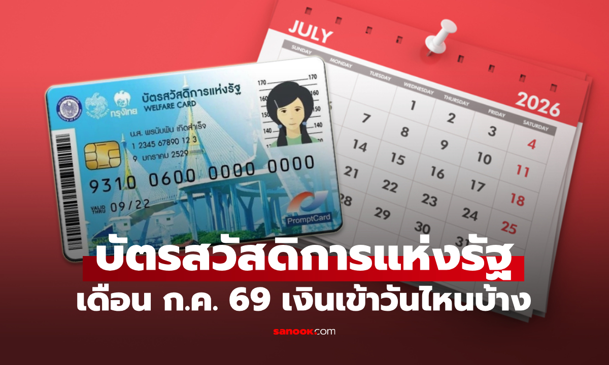 บัตรสวัสดิการแห่งรัฐ เดือนกรกฎาคม 2569 เงินพิเศษเข้าวันไหนบ้าง?