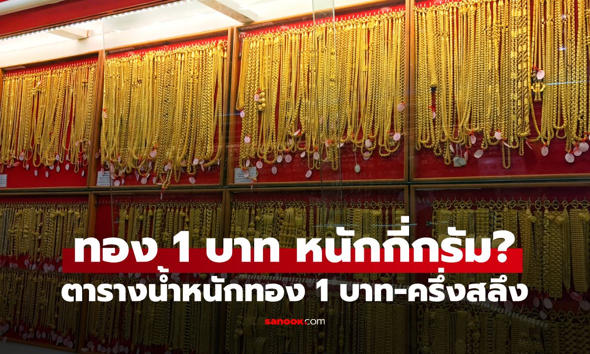 ทอง 1 บาท หนักกี่กรัม? เปิดตารางน้ำหนักทองคำ 1 บาท-ครึ่งสลึง รู้ไว้ก่อนซื้อขาย