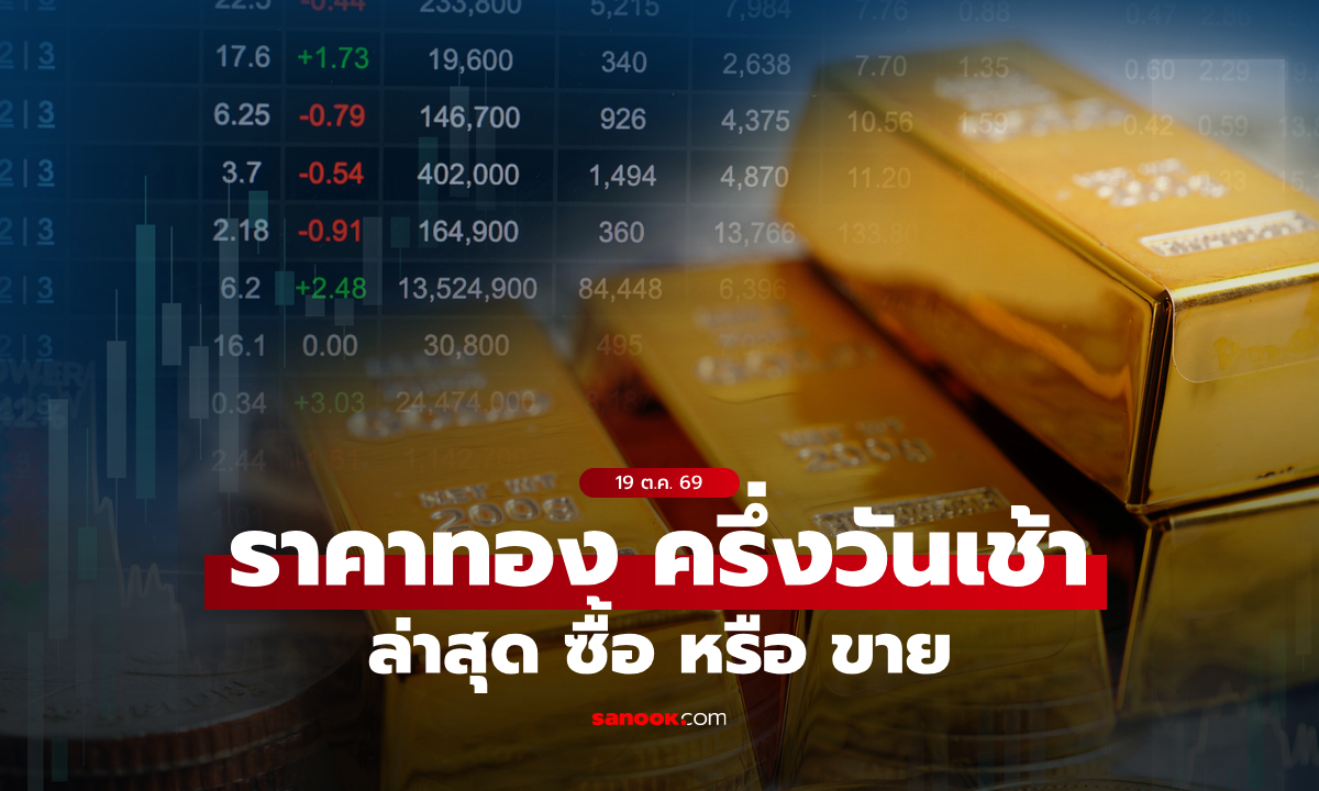 ราคาทองวันนี้ ครึ่งวันเช้า 19 ต.ค. 69 ยังคงขึ้นร้อนแรง จับตาราคาทองล่าสุด