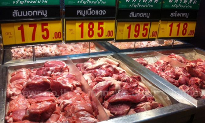 พณ.เผยเนื้อหมูราคาลงเหลือ132-134บาท/กก.