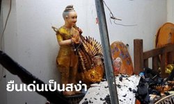 ไฟไหม้กุฏิสงฆ์วอด อัศจรรย์ "รูปปั้นกุมารทอง" ไม่ไหม้ ญาติโยมแห่ดูเลขเด็ด