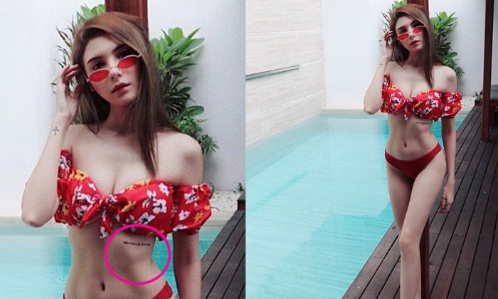 ซูมรอยสัก "ซาร่า คาซิงกินี" ใต้ชุดบิกินี่สีแดงเพลิงมีความหมายดีๆ ซ่อนอยู่
