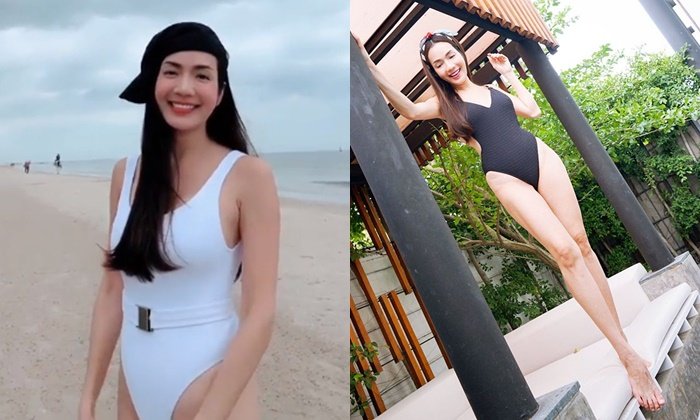 "อ๋อม สกาวใจ" โชว์หุ่นแซ่บอีกแล้ว ชุดว่ายน้ำเว้าสูงมากแม่