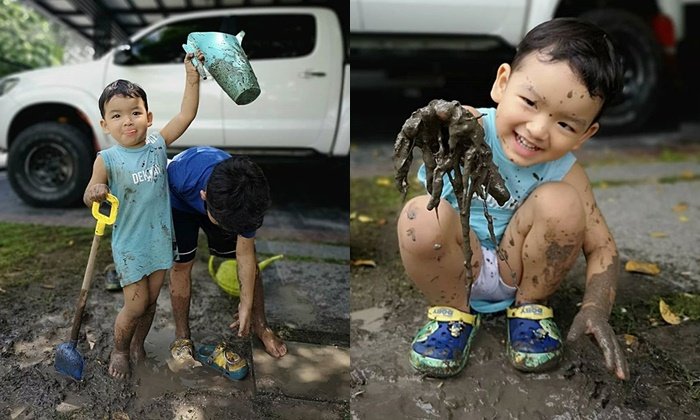 "ป๋อ ณัฐวุฒิ" เลี้ยงลูกใกล้ชิดธรรมชาติสุดๆ ปล่อยให้เล่นโคลนเลอะทั้งตัว