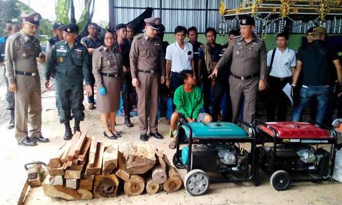 ตำรวจภาค 3 รวบแล้ว! แก๊งกร่างติดอาวุธครบมือลอบตัดไม้พะยูงวัด