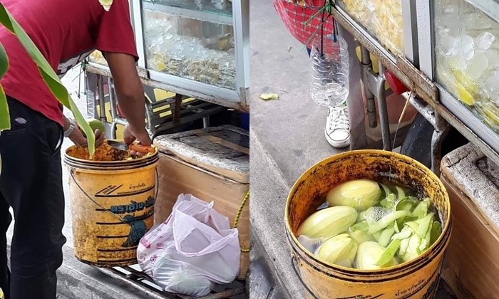 สะพรึง! เคล็ดลับความอร่อยผลไม้รถเข็น ใช้น้ำแข็งตู้แช่-ล้างในถังดำปี๋