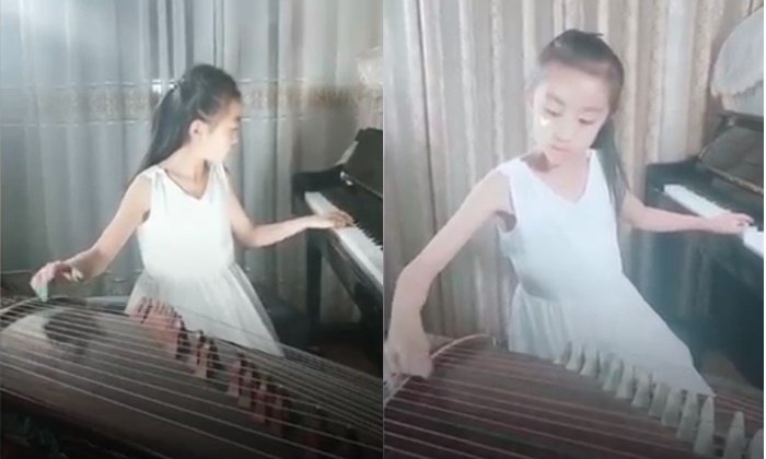 หนูน้อยมหัศจรรย์...อาหมวย 9 ขวบ โชว์เล่น “กู่เจิง-เปียโน” พร้อมกัน
