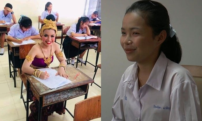 สาวน้อยเข้าสอบชุดไทย ยืนยันตั้งใจทำหน้าที่ให้ครบ ทั้งกิจกรรมและการเรียน