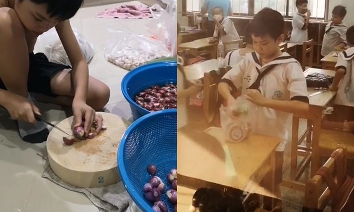 "น้องฑีฆายุ" ช่วยแม่ทำน้ำพริกปลาร้า น่ารักหิ้วไปขายที่โรงเรียน